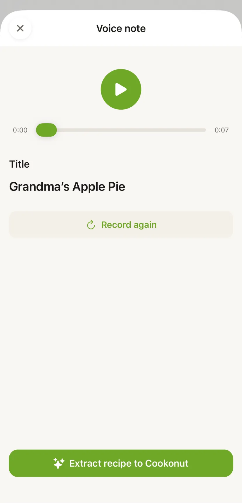 Dictate Recipe